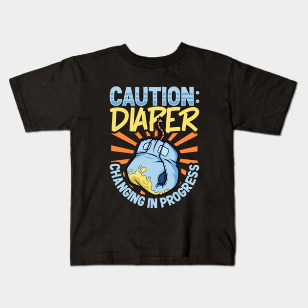 Diaper changing in progress - Diaper changer Kids T-Shirt by Modern Medieval Design